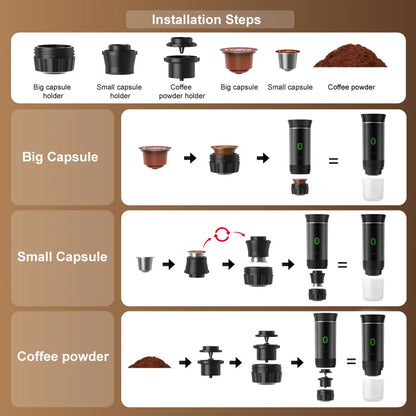 Portable Espresso Coffee Machine for Car & Home